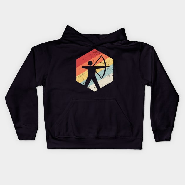 Retro Vintage Bow Archery Kids Hoodie by MeatMan